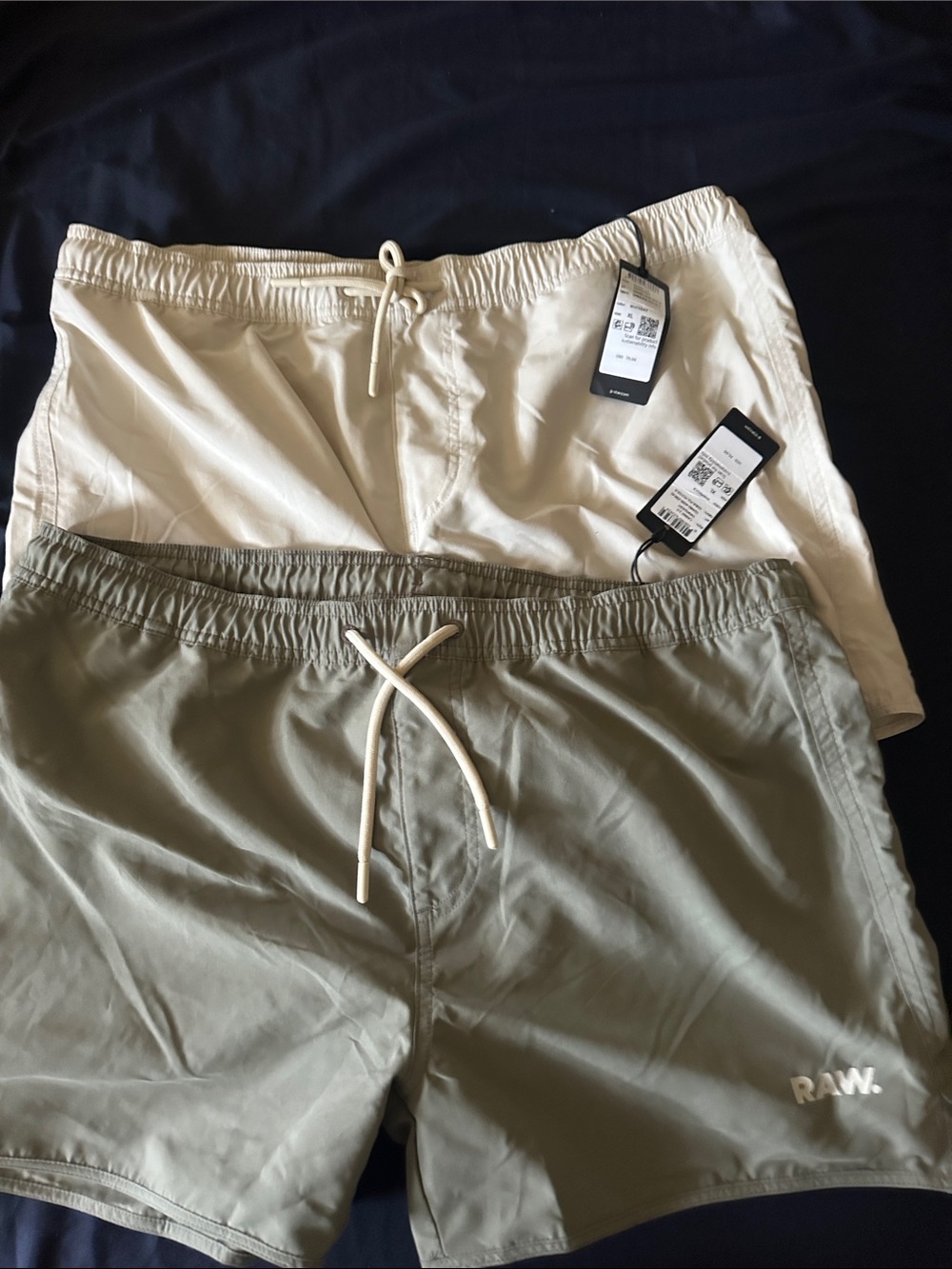 G-Star Men's Drawstring Shorts in Olive and Cream swim trunks xl 5in